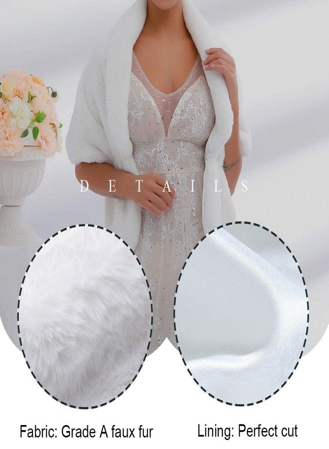 TWINKLEDE Wedding Faux Fur Shawl and Scarfs Bridal Fur Wraps and Shawls Winter Fur Stole for Brides and Bridesmaids(White) - Image 5